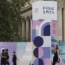 Police officers patrol outside the Grand Palais ahead of the Paralympic Games