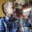 A group of children on a train