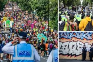 Mother, 32, fights for life after getting caught up in knife brawl at Notting Hill Carnival – as three arrested