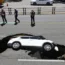 The couple were rescued from their car and rushed to hospital