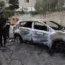 A burnt-out car