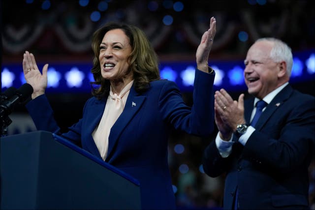8aed6c23d22f41558d7bc45d85623f54 Kamala Harris and Tim Walz speak at a campaign rally in Philadelphia